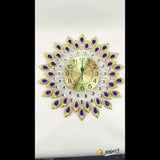 Blue Silver Peacock Wall Clock Crystal Wall Clock Home Decor Clock Large Wall Clock