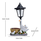 Resin Hummingbird Solar Lamp Outdoor Garden Sculpture Couple Hummingbird - Multi-color - Size 34