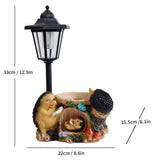 Resin Hummingbird Solar Lamp Outdoor Garden Sculpture Couple Hummingbird - Multi-color - Size 13