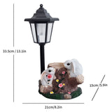 Resin Hummingbird Solar Lamp Outdoor Garden Sculpture Couple Hummingbird - Multi-color - Size 15