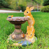 Rabbit Garden Lamp Solar Powered Garden Ornament Resin Garden Light Outdoor - Light Brown - Size 1
