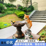Rabbit Garden Lamp Solar Powered Garden Ornament Resin Garden Light Outdoor - Light Brown - Size 1