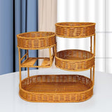 Imitation Rattan Fruit Basket Multi-Layer Fruit Basket Snack Storage Candy - Light Brown - Size L
