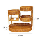 Imitation Rattan Fruit Basket Multi-Layer Fruit Basket Snack Storage Candy - Light Brown - Size L