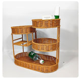 Imitation Rattan Fruit Basket Multi-Layer Fruit Basket Snack Storage Candy - Light Brown - Size L