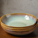 Ceramic Plates Flame Pattern Plates Deep Salad Bowls Noodle Bowls Fruit Plates - Multi - Size L