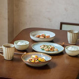 Ceramic Plates Flame Pattern Plates Deep Salad Bowls Noodle Bowls Fruit Plates - Multi - Size L