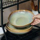 Ceramic Plates Flame Pattern Plates Deep Salad Bowls Noodle Bowls Fruit Plates - Multi - Size L