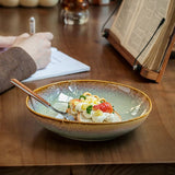 Ceramic Plates Flame Pattern Plates Deep Salad Bowls Noodle Bowls Fruit Plates - Multi - Size L