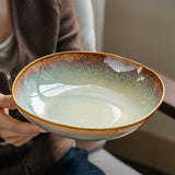 Ceramic Plates Flame Pattern Plates Deep Salad Bowls Noodle Bowls Fruit Plates - Multi - Size L