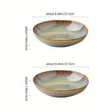 Ceramic Plates Flame Pattern Plates Deep Salad Bowls Noodle Bowls Fruit Plates - Multi - Size L