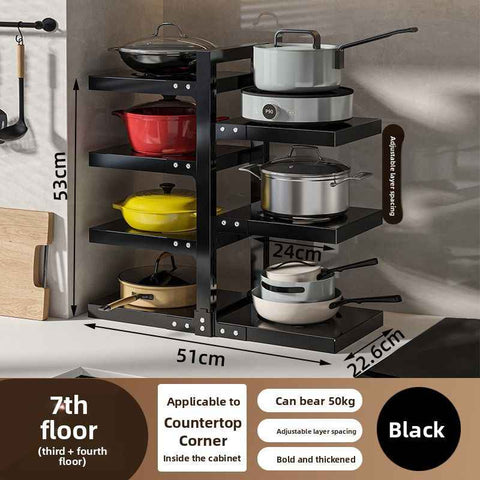 Black Beige 5-layer pot rack, adjustable pot rack, kitchen storage, pot and pan organizer, countertop pot rack, corner pot rack, cabinet pot rack, heavy duty kitchen rack, Australia