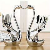 Silver Black swan-shaped spoon set, stainless steel kitchenware, decorative spoons, high-quality spoons, kitchen accessories, Australian tableware, elegant utensil set, gift for home