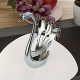 Silver Black swan-shaped spoon set, stainless steel kitchenware, decorative spoons, high-quality spoons, kitchen accessories, Australian tableware, elegant utensil set, gift for home
