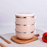 Pink Silver insulated lunch box, three-tier lunch box, lunch container, food storage, hot and cold lunch box, meal prep container, portable lunch box, lunch for work, lunch for school
