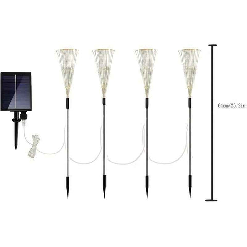 Black Solar Garden Lights Dandelion LED Lights Colorful Outdoor Lights 4-Pack Garden