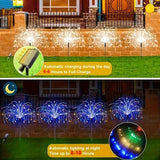 Black Solar Garden Lights Dandelion LED Lights Colorful Outdoor Lights 4-Pack Garden