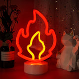 White Black Flame Neon Night Light Home Decor LED Night Light Ambient Lighting Unique Gift