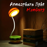 Orange Black Burger Night Light Adjustable Night Light Warm Glow Lamp Fun Home Decor Durable