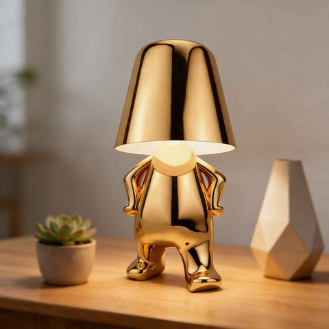 Gold Gray Ambient Night Light Gold-Toned Night Light Figure Shaped Night Light Home Decor