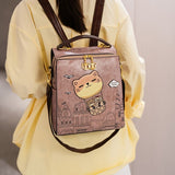 Fashionable Backpack Printed Backpack Double-Shoulder Backpack Cute Cat Print - Pink - Size 29-24-13
