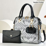 Ladies Hand-Held Bags 2-Piece Set Embroidered Print Retro Stylish Bag With - Green - Size 24-13-24