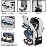 Travel Backpack Multi-Functional Backpack Convertible Backpack Shoe Compartment - Black - Size M