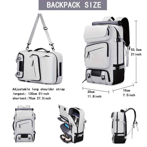 Travel Backpack Multi-Functional Backpack Convertible Backpack Shoe Compartment - Green - Size M