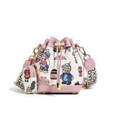 Women'S Bucket Bag Bear Print Handbag Trendy Handbag British Style Bag - Blue - Size 11-14-19