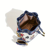 Women'S Bucket Bag Bear Print Handbag Trendy Handbag British Style Bag - Brown - Size 11-14-19