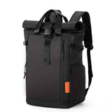 Roll-Top Backpack Travel Backpack Water-Resistant Backpack Unisex Backpack - Black - Size M