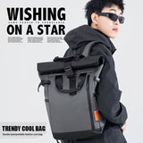 Roll-Top Backpack Travel Backpack Water-Resistant Backpack Unisex Backpack - Black - Size M
