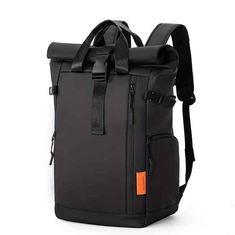 Roll-Top Backpack Travel Backpack Water-Resistant Backpack Unisex Backpack - Gray - Size M