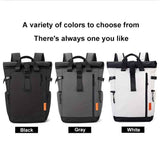 Roll-Top Backpack Travel Backpack Water-Resistant Backpack Unisex Backpack - Gray - Size M