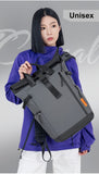 Roll-Top Backpack Travel Backpack Water-Resistant Backpack Unisex Backpack - Gray - Size M