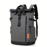 Roll-Top Backpack Travel Backpack Water-Resistant Backpack Unisex Backpack - White - Size M