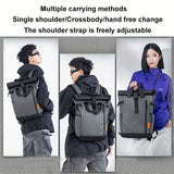 Roll-Top Backpack Travel Backpack Water-Resistant Backpack Unisex Backpack - White - Size M