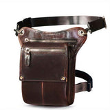 Leather Fanny Pack Top Grain Cowhide Travel Fanny Pack Adjustable Belt Fanny - Black - Size M