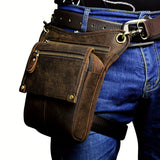 Leather Fanny Pack Top Grain Cowhide Travel Fanny Pack Adjustable Belt Fanny - Black - Size M
