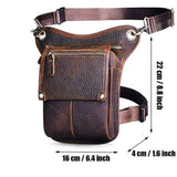 Leather Fanny Pack Top Grain Cowhide Travel Fanny Pack Adjustable Belt Fanny - Brown - Size M