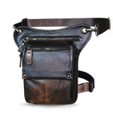 Leather Fanny Pack Top Grain Cowhide Travel Fanny Pack Adjustable Belt Fanny - Gray - Size M