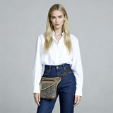 Leather Fanny Pack Top Grain Cowhide Travel Fanny Pack Adjustable Belt Fanny - Gray - Size M
