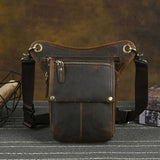 Leather Fanny Pack Top Grain Cowhide Travel Fanny Pack Adjustable Belt Fanny - Gray - Size M