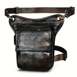 Leather Fanny Pack Top Grain Cowhide Travel Fanny Pack Adjustable Belt Fanny - Gray - Size M