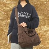 Unisex Bag Cross-Body Bag Shoulder Bag Tote Bag Large Capacity Bag Student Bag - Brown - Size 38-14.5-32