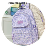 Ladata Backpack Stylish Ladies Backpack Middle School Backpack College Student - Purple - Size 45-30-17