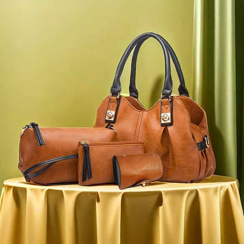 Vintage Bag Set Women'S Bag Set Tote Bag Cross-Body Bag Clutch Card Holder - Green - Size 32-16-20
