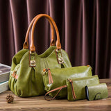 Vintage Bag Set Women'S Bag Set Tote Bag Cross-Body Bag Clutch Card Holder - Green - Size 32-16-20