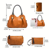 Vintage Bag Set Women'S Bag Set Tote Bag Cross-Body Bag Clutch Card Holder - Green - Size 32-16-20