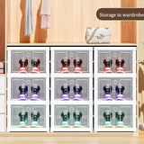 White Black foldable shoe storage boxes, transparent shoe boxes, shoe storage Australia, wardrobe organisers, stackable shoe boxes, collapsible shoe containers, shoe protection boxes, clutter-free storage, home organisation Australia